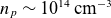 n Subscript p Baseline tilde 10 Superscript 14 Baseline cm Superscript negative 3