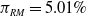 pi Subscript upper R upper M Baseline equals 5.01 percent sign