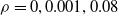 rho equals 0 comma 0.001 comma 0.08