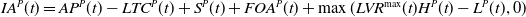 upper I upper A Superscript upper P Baseline left parenthesis t right parenthesis equals upper A upper P Superscript upper P Baseline left parenthesis t right parenthesis minus upper L upper T upper C Superscript upper P Baseline left parenthesis t right parenthesis plus upper S Superscript upper P Baseline left parenthesis t right parenthesis plus upper F upper O upper A Superscript upper P Baseline left parenthesis t right parenthesis plus max left parenthesis upper L upper V upper R Superscript max Baseline left parenthesis t right parenthesis upper H Superscript upper P Baseline left parenthesis t right parenthesis minus upper L Superscript upper P Baseline left parenthesis t right parenthesis comma 0 right parenthesis