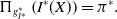 normal upper Pi Subscript g Sub Subscript upper I Sub Sub Superscript asterisk Sub Subscript Sub Superscript asterisk Subscript Baseline left parenthesis upper I Superscript asterisk Baseline left parenthesis upper X right parenthesis right parenthesis equals pi Superscript asterisk Baseline period