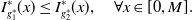 upper I Subscript g 1 Sub Superscript asterisk Subscript Superscript asterisk Baseline left parenthesis x right parenthesis less than or equals upper I Subscript g 2 Sub Superscript asterisk Subscript Superscript asterisk Baseline left parenthesis x right parenthesis comma for all x element of left bracket 0 comma upper M right bracket period