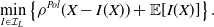 min Underscript upper I element of script upper I Subscript upper L Baseline Endscripts left brace rho Superscript upper P o l Baseline left parenthesis upper X minus upper I left parenthesis upper X right parenthesis right parenthesis plus double struck upper E left bracket upper I left parenthesis upper X right parenthesis right bracket right brace period