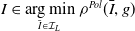 upper I element of arg min Underscript upper I overbar element of script upper I Subscript upper L Baseline Endscripts rho Superscript upper P o l Baseline left parenthesis upper I overbar comma g right parenthesis