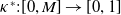 kappa Superscript asterisk Baseline colon left bracket 0 comma upper M right bracket right arrow left bracket 0 comma 1 right bracket