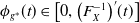 phi Subscript g Sub Superscript asterisk Baseline left parenthesis t right parenthesis element of left bracket 0 comma left parenthesis upper F Subscript upper X Superscript negative 1 Baseline right parenthesis prime left parenthesis t right parenthesis right bracket