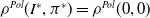 rho Superscript upper P o l Baseline left parenthesis upper I Superscript asterisk Baseline comma pi Superscript asterisk Baseline right parenthesis equals rho Superscript upper P o l Baseline left parenthesis 0 comma 0 right parenthesis