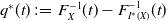 q Superscript asterisk Baseline left parenthesis t right parenthesis colon equals upper F Subscript upper X Superscript negative 1 Baseline left parenthesis t right parenthesis minus upper F Subscript upper I Sub Superscript asterisk Subscript left parenthesis upper X right parenthesis Superscript negative 1 Baseline left parenthesis t right parenthesis