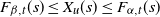 upper F Subscript beta comma t Baseline left parenthesis s right parenthesis less than or equals upper X Subscript u Baseline left parenthesis s right parenthesis less than or equals upper F Subscript alpha comma t Baseline left parenthesis s right parenthesis