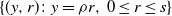 left brace left parenthesis y comma r right parenthesis colon y equals rho r comma 0 less than or equals r less than or equals s right brace