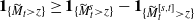 bold 1 Subscript left brace upper M overtilde Sub Subscript t Subscript greater than z right brace Baseline greater than or equals bold 1 Subscript left brace upper M overtilde Sub Subscript t Sub Superscript s Subscript greater than z right brace Baseline minus bold 1 Subscript left brace upper M overtilde Sub Subscript t Sub Superscript left bracket s comma t right bracket Subscript greater than z right brace