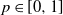 p element of left bracket 0 comma 1 right bracket