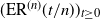 left parenthesis normal upper E normal upper R Superscript left parenthesis n right parenthesis Baseline left parenthesis t divided by n right parenthesis right parenthesis Subscript t greater than or equals 0