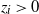 z Subscript i Baseline greater than 0