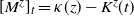 left bracket upper M Superscript bold italic z Baseline right bracket Subscript t Baseline equals kappa left parenthesis bold italic z right parenthesis minus upper K Superscript bold italic z Baseline left parenthesis t right parenthesis