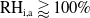 upper R upper H Subscript i comma a Baseline greater than or approximate 100 percent sign