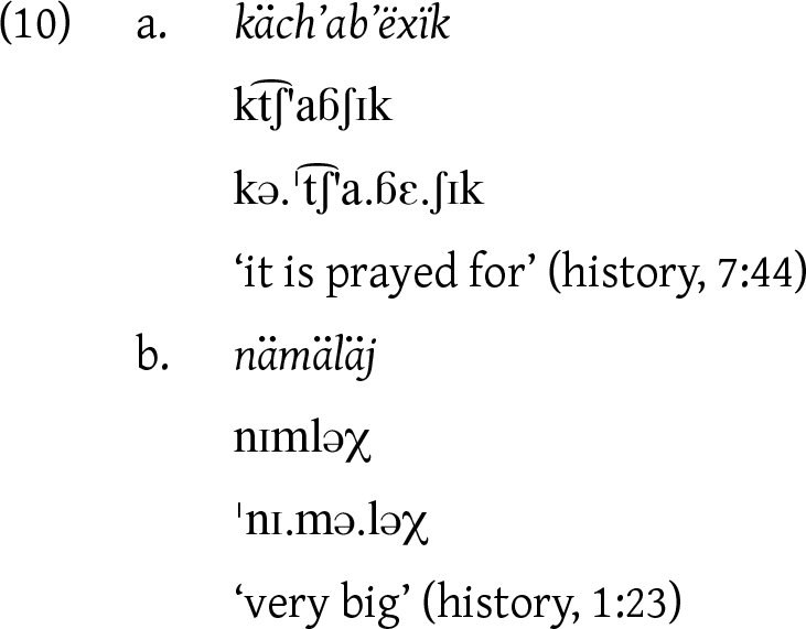 An image displays linguistic examples with phonetic transcriptions and translations.