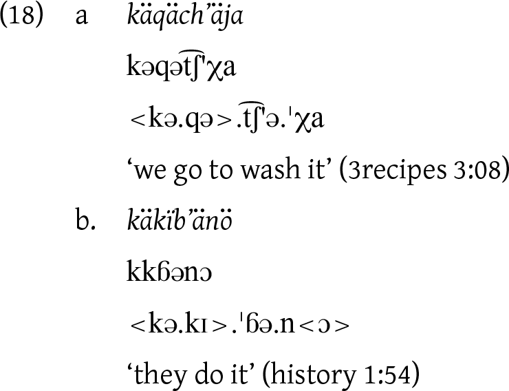 An image displays linguistic annotations of phrases in an unspecified language.