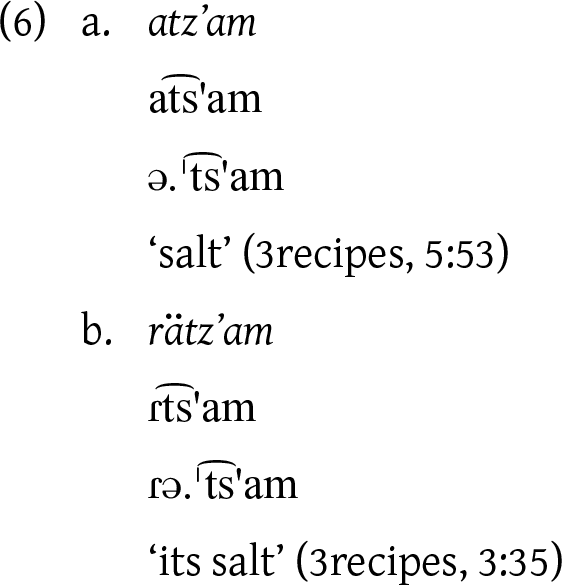 Text examples of the word salt in different languages.