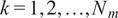 k equals 1 comma 2 comma ellipsis comma Nm