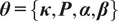 theta equals left brace kappa comma upper P comma alpha comma beta right brace