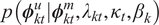 p left parenthesis phi ktu vertical bar phi ktm comma lamda kt comma kappa t comma beta k right parenthesis