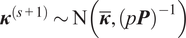 kappa left parenthesis s plus 1 right parenthesis tilde upper N left parenthesis kappa quotation dash comma left parenthesis pP right parenthesis minus 1 right parenthesis