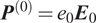 upper P left parenthesis 0 right parenthesis equals e 0 upper E 0