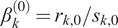 beta k left parenthesis 0 right parenthesis equals rk comma 0 slash sk comma 0