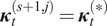 kappa t left parenthesis s plus 1 comma j right parenthesis equals kappa t left parenthesis asterisk right parenthesis