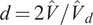 d equals 2 upper V caret slash upper V caret d