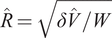 upper R caret equals delta upper V caret slash upper W