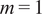 m equals 1