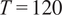 upper T equals 120