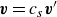 bold italic v equals c Subscript s Baseline bold italic v prime