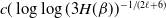 c left parenthesis log log left parenthesis 3 upper H left parenthesis beta right parenthesis right parenthesis Superscript negative 1 divided by left parenthesis 2 script l plus 6 right parenthesis