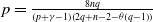 p equals StartFraction 8 n q Over left parenthesis p plus gamma minus 1 right parenthesis left parenthesis 2 q plus n minus 2 minus theta left parenthesis q minus 1 right parenthesis right parenthesis EndFraction