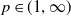 p element of left parenthesis 1 comma normal infinity right parenthesis