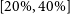 left bracket 20 percent sign comma 40 percent sign right bracket