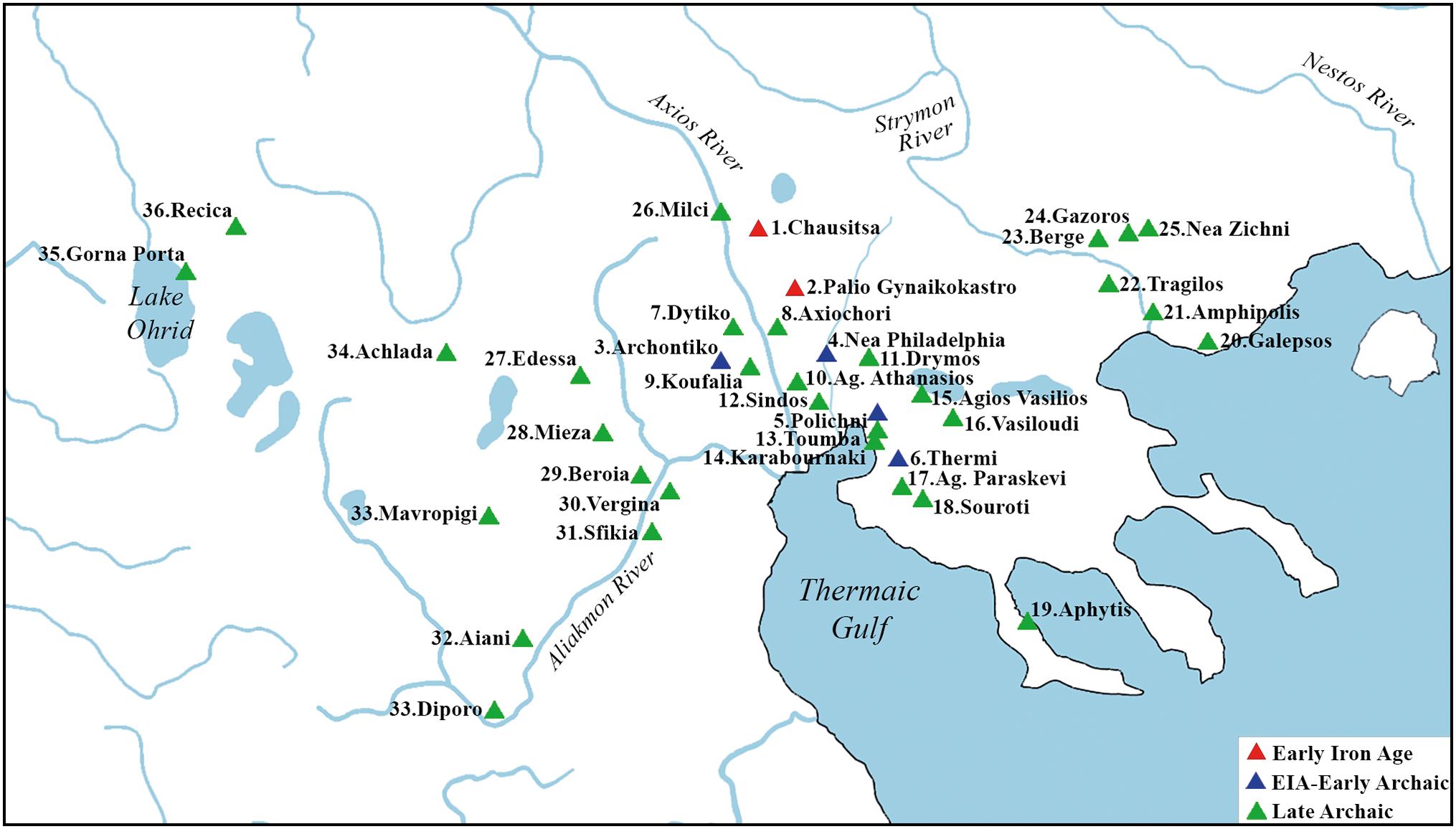 A map showing the distribution of sites with gold mouthpiece burials in the Balkans and surrounding regions.