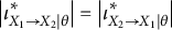 StartAbsoluteValue iota Subscript upper X 1 right arrow upper X 2 vertical bar theta Superscript asterisk Baseline EndAbsoluteValue equals StartAbsoluteValue iota Subscript upper X 2 right arrow upper X 1 vertical bar theta Superscript asterisk Baseline EndAbsoluteValue