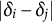 StartAbsoluteValue delta Subscript i Baseline minus delta Subscript j Baseline EndAbsoluteValue