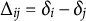 normal upper Delta Subscript i j Baseline equals delta Subscript i Baseline minus delta Subscript j