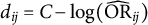 d Subscript i j Baseline equals upper C minus log left parenthesis ModifyingAbove upper O upper R With caret Subscript i j Baseline right parenthesis
