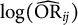 log left parenthesis ModifyingAbove upper O upper R With caret Subscript i j Baseline right parenthesis