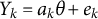 upper Y Subscript k Baseline equals a Subscript k Baseline theta plus e Subscript k