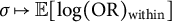 sigma right arrow from bar double struck upper E left bracket log left parenthesis upper O upper R right parenthesis Subscript within Baseline right bracket