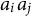 a Subscript i Baseline a Subscript j