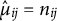 ModifyingAbove mu With caret Subscript i j Baseline equals n Subscript i j