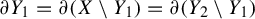 partial differential upper Y 1 equals partial differential left parenthesis upper X minus upper Y 1 right parenthesis equals partial differential left parenthesis upper Y 2 minus upper Y 1 right parenthesis